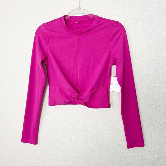Beyond Yoga Tops - Beyond Yoga Revolve XS Heather Rib Groove Fuschia Pink Long Sleeve Crop Top